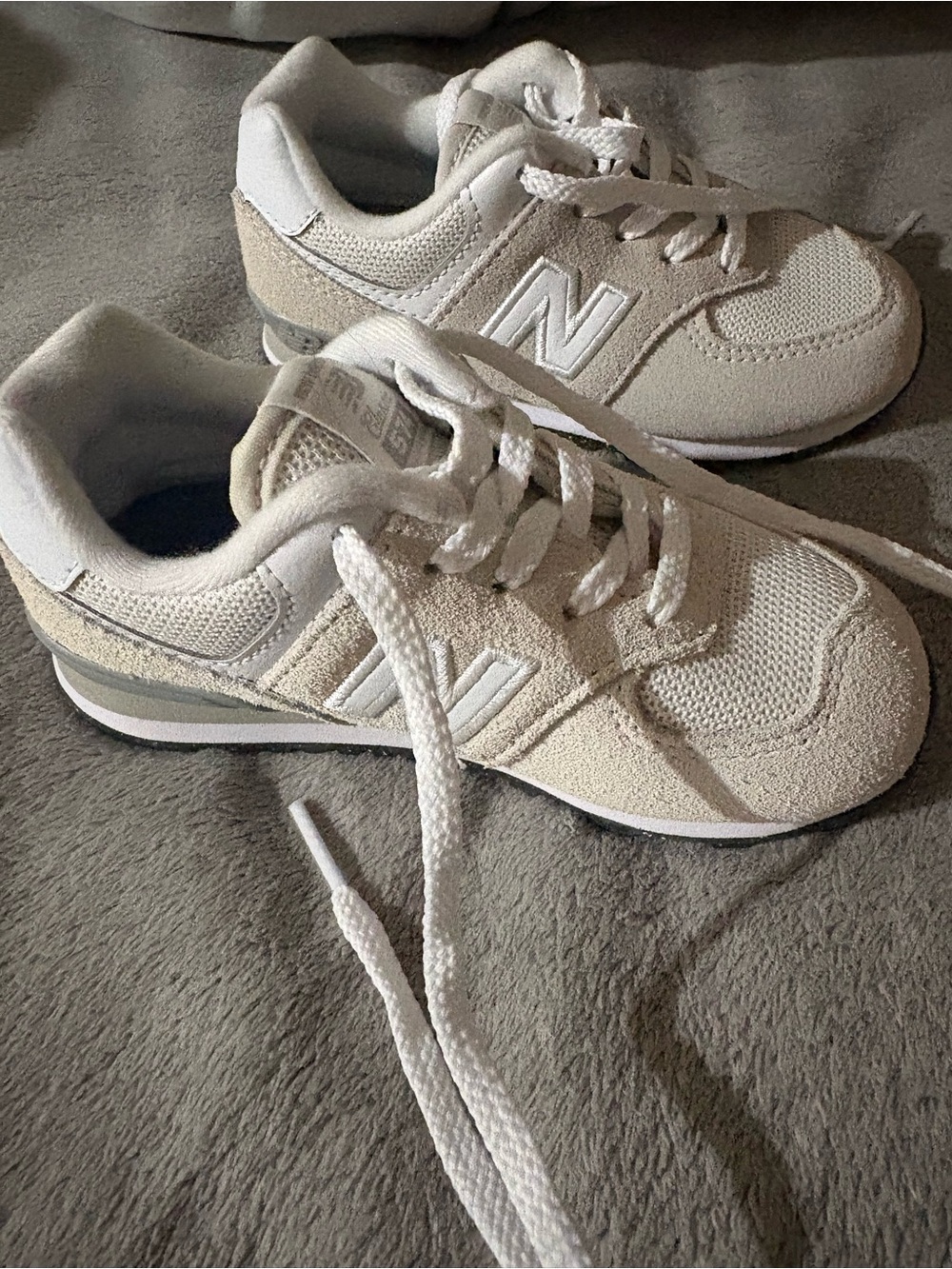 New Balance Kids Cream and White Lace-Up Sneakers